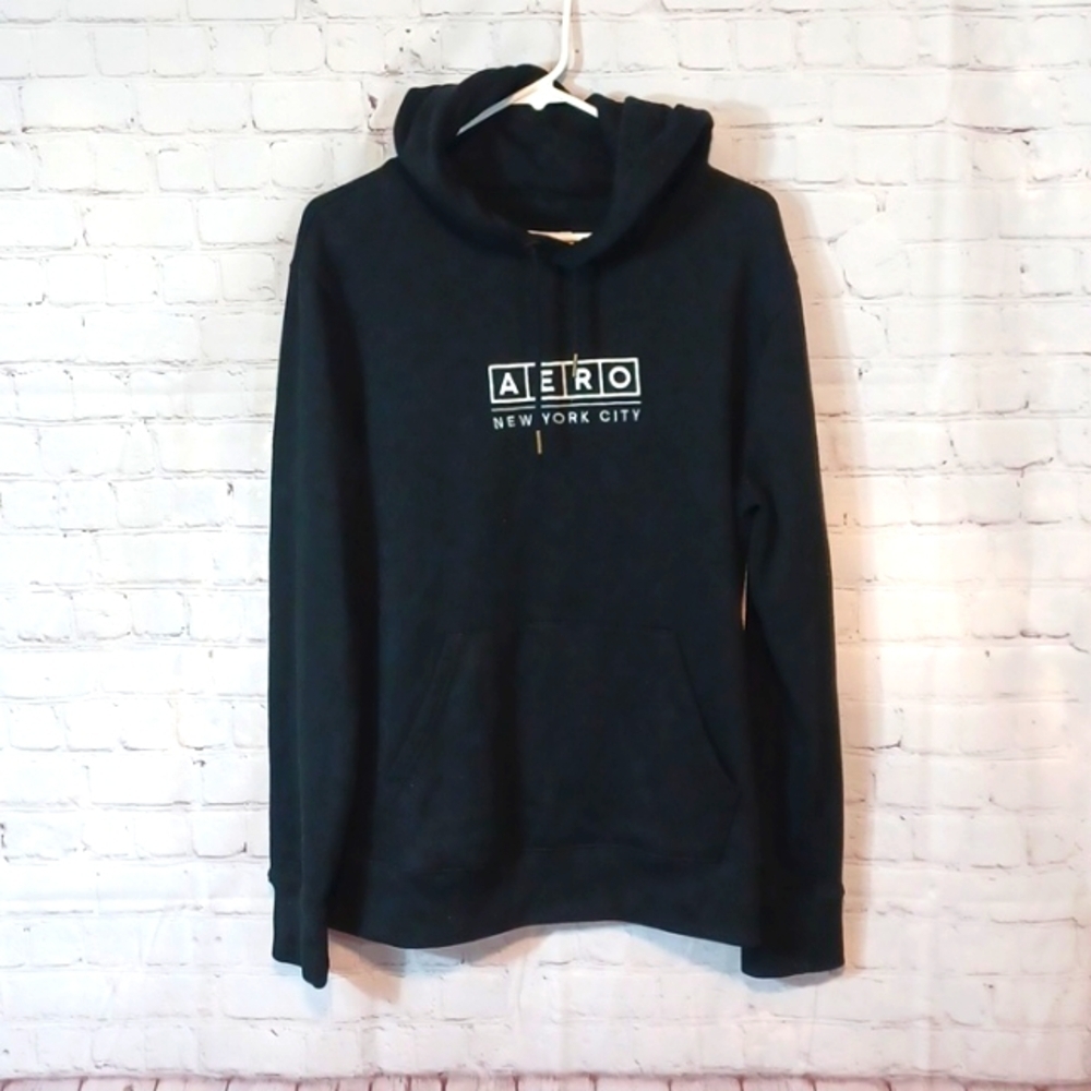 Womans Aeropostale  Embroidery New York City  Black Hoodie Sweat Shirt M